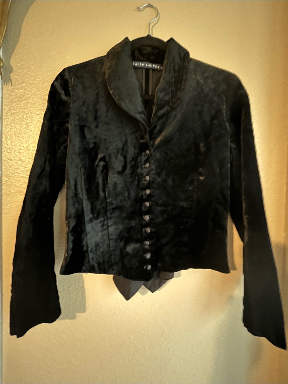 Ralph Lauren Black Velvet Button-Up Blazer Jacket